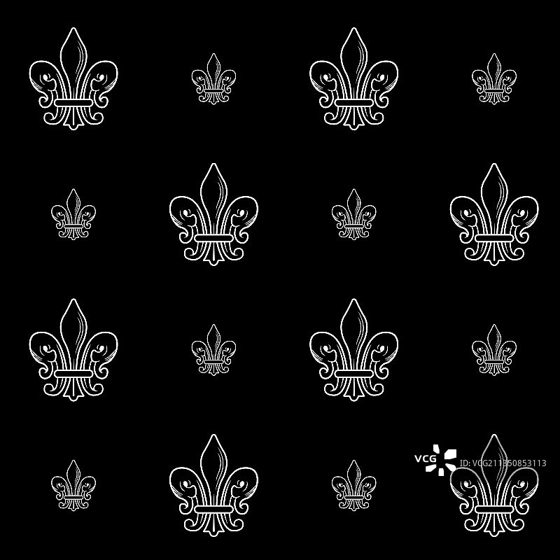 复古百合花纹章图案图片素材