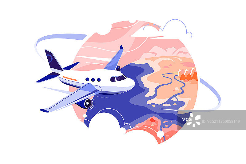 穿梭于云层中的飞机图片素材