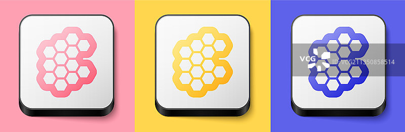 粉色背景上的2.5D蜂窝图标图片素材