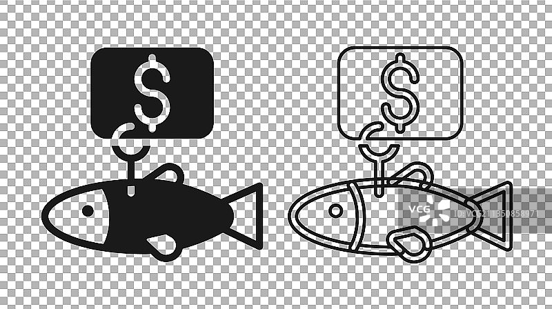 鱼的黑色价格标签图标图片素材