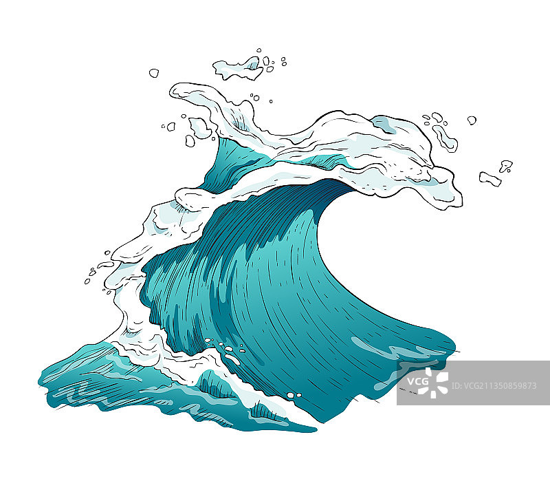 汹涌的蓝色海洋波浪图片素材