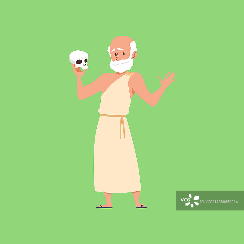 手持人类头骨的古希腊哲学家图片素材