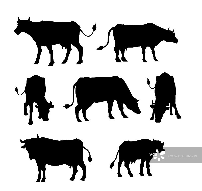 家养农场动物黑色剪影合集图片素材