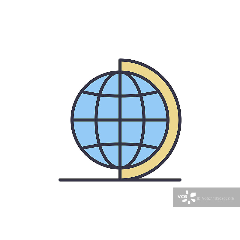 支架上的蓝色地球概念彩色图标图片素材