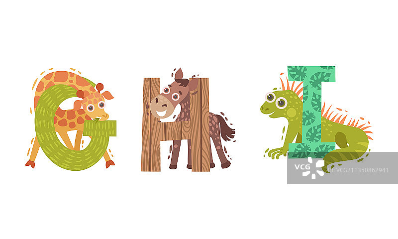 长颈鹿动物字母大写图片素材