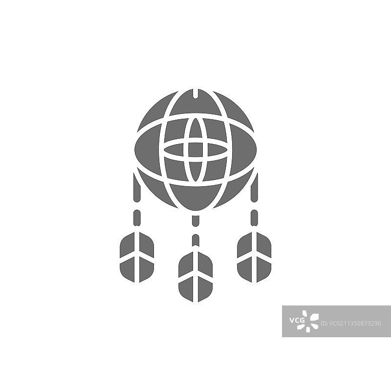 白色背景上的灰色捕梦网图标图片素材