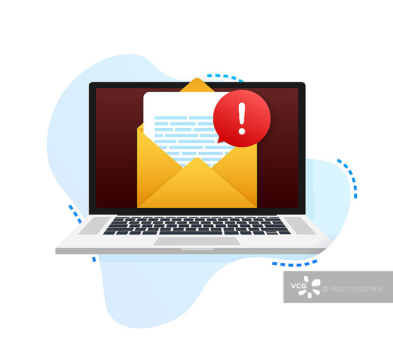 笔记本电脑通知危险错误的警报消息图片素材
