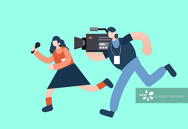 卡通手绘记者节卡通人物插画图片素材