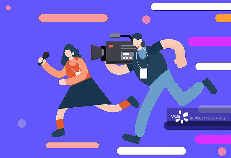 卡通手绘记者节卡通人物插画图片素材