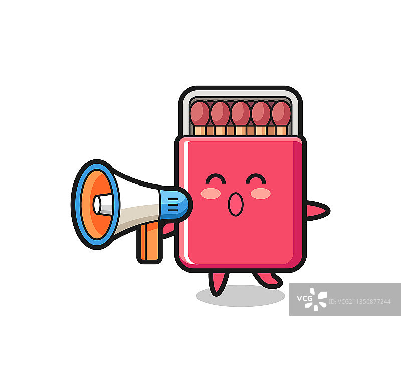 拿着喇叭的火柴盒卡通形象图片素材