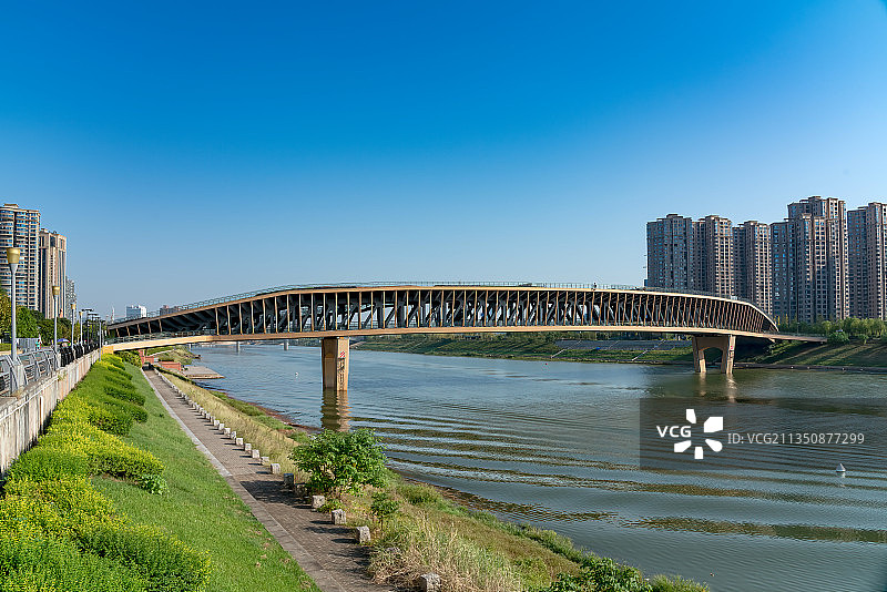 长沙首座跨河景观桥——浏阳河汉桥图片素材