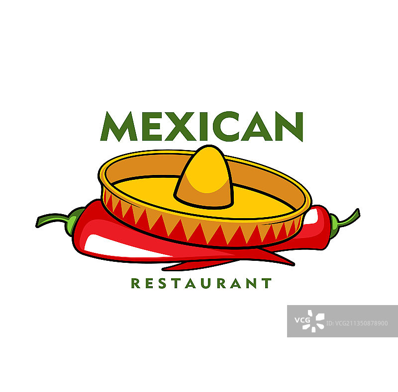 墨西哥餐厅辣椒和阔边帽图标图片素材