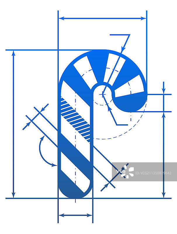 带尺寸线的圣诞节拐杖糖符号图片素材