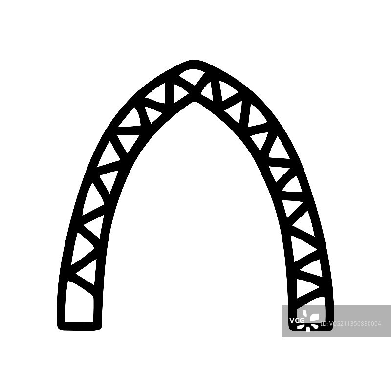 黑色拱形线条涂鸦图标边框图片素材
