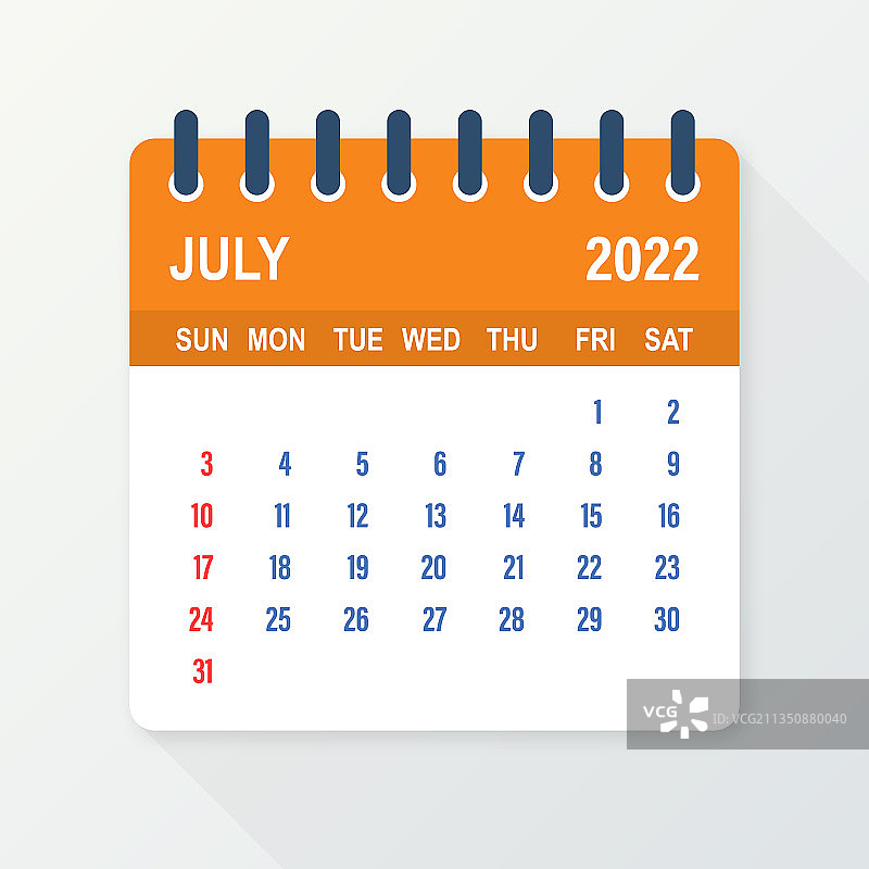 2022年7月日历扁平风日历图片素材