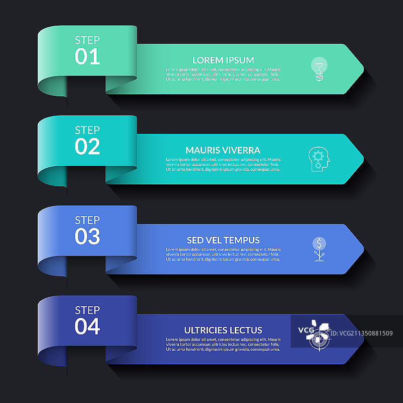 箭头信息图banner，带4个步骤图片素材