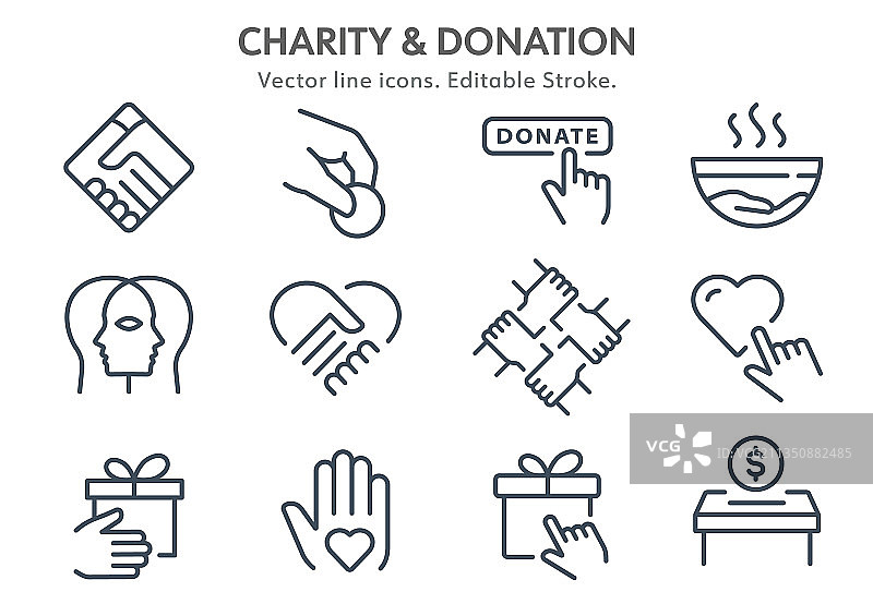 慈善捐赠社交图标集图片素材