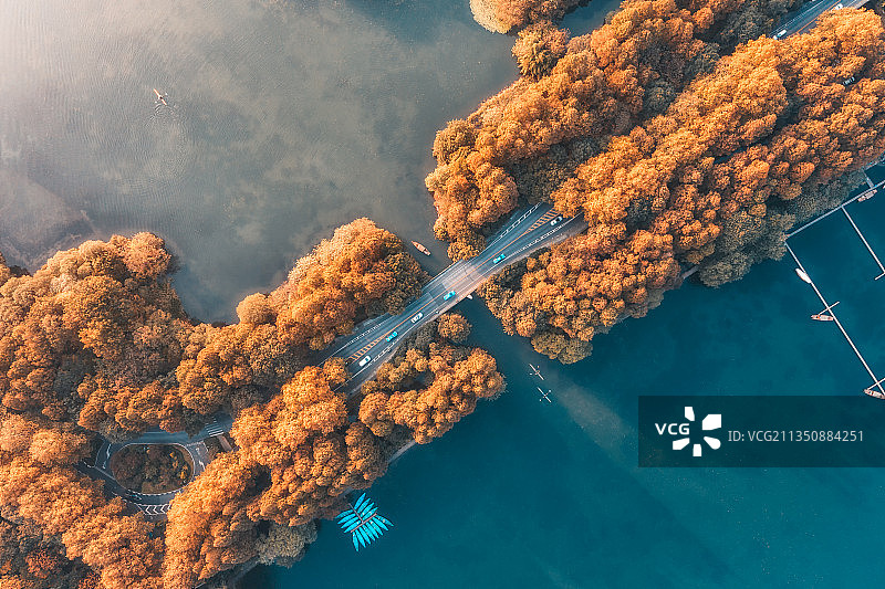 杭州西湖航拍风光图片素材