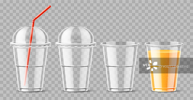 逼真的外卖透明饮料塑料杯图片素材
