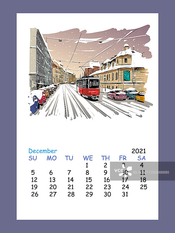 2021年12月日历排版图片素材