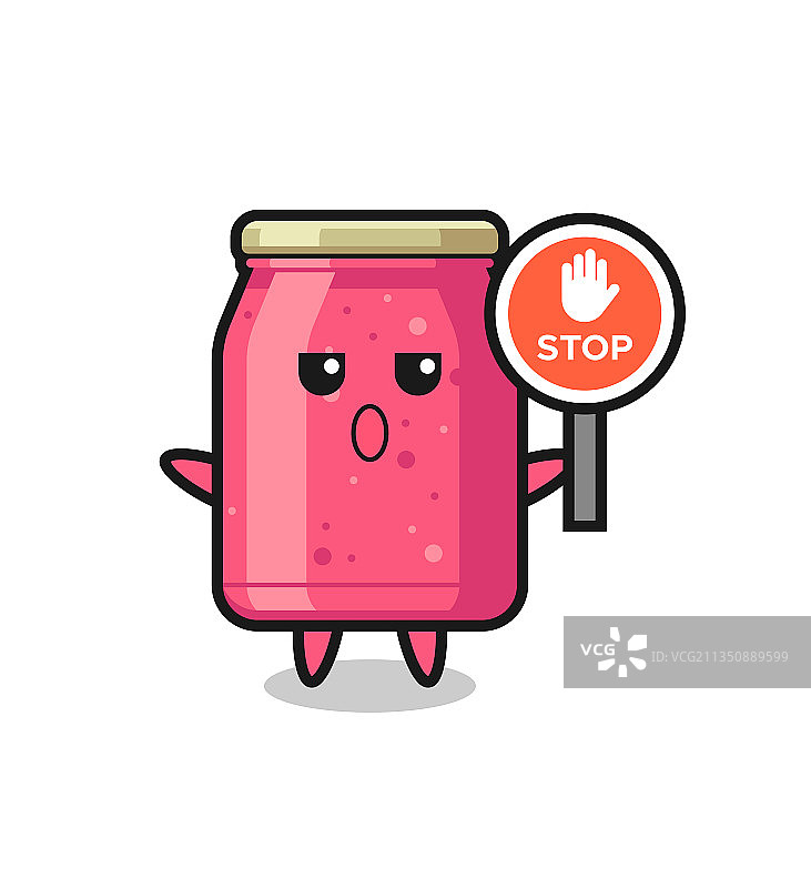 手持停止标志的草莓酱角色图片素材