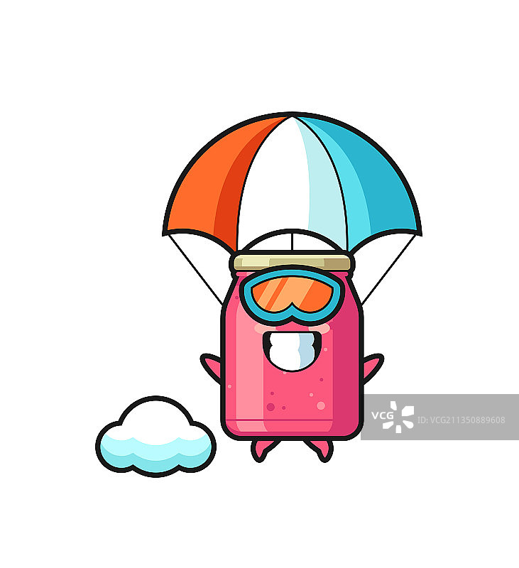 跳伞的草莓酱吉祥物卡通图片素材