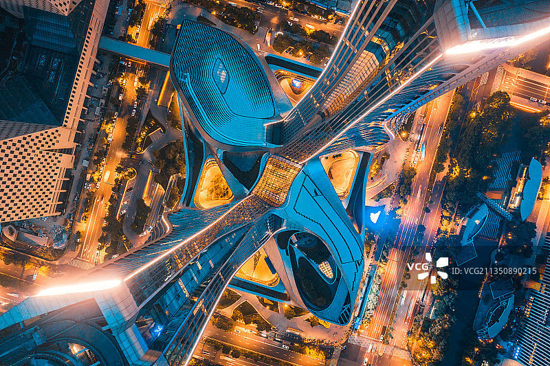杭州钱江新城来福士俯瞰航拍图片素材