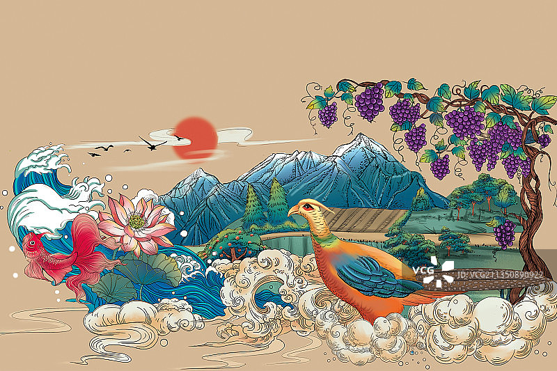 庄园葡萄插画图片素材
