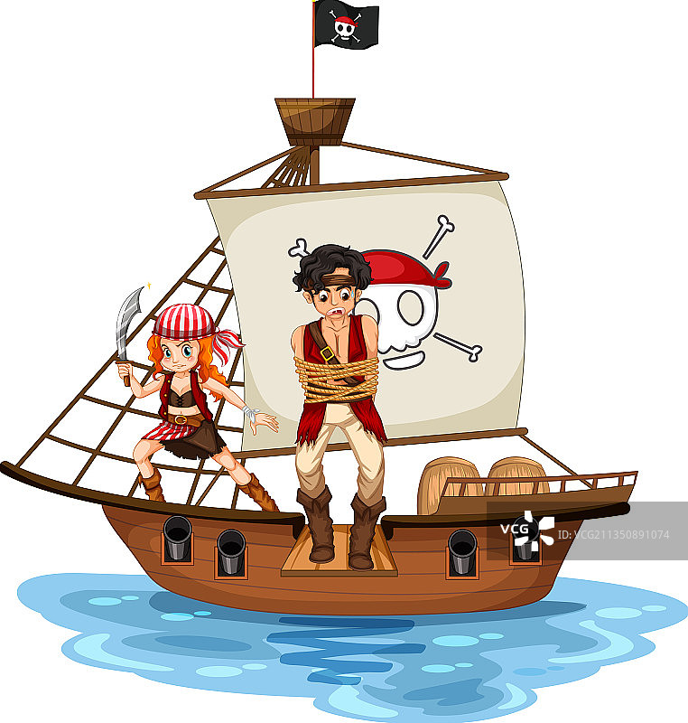 卡通男孩海盗主题设计图片素材