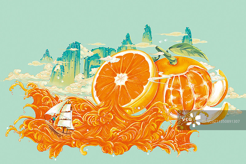 柑橘插画图片素材