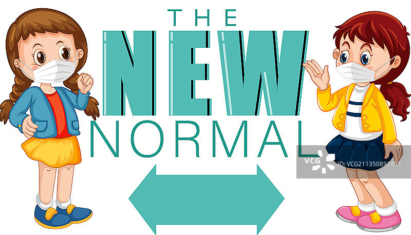 儿童保持社交距离的新常态图片素材
