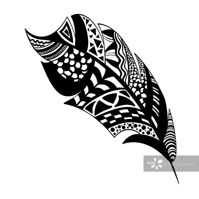 黑白羽毛图案设计图片素材
