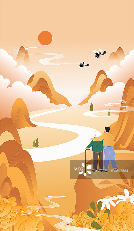 重阳陪伴母亲图片素材