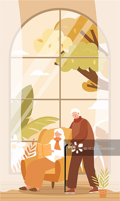 重阳老人插画图片素材