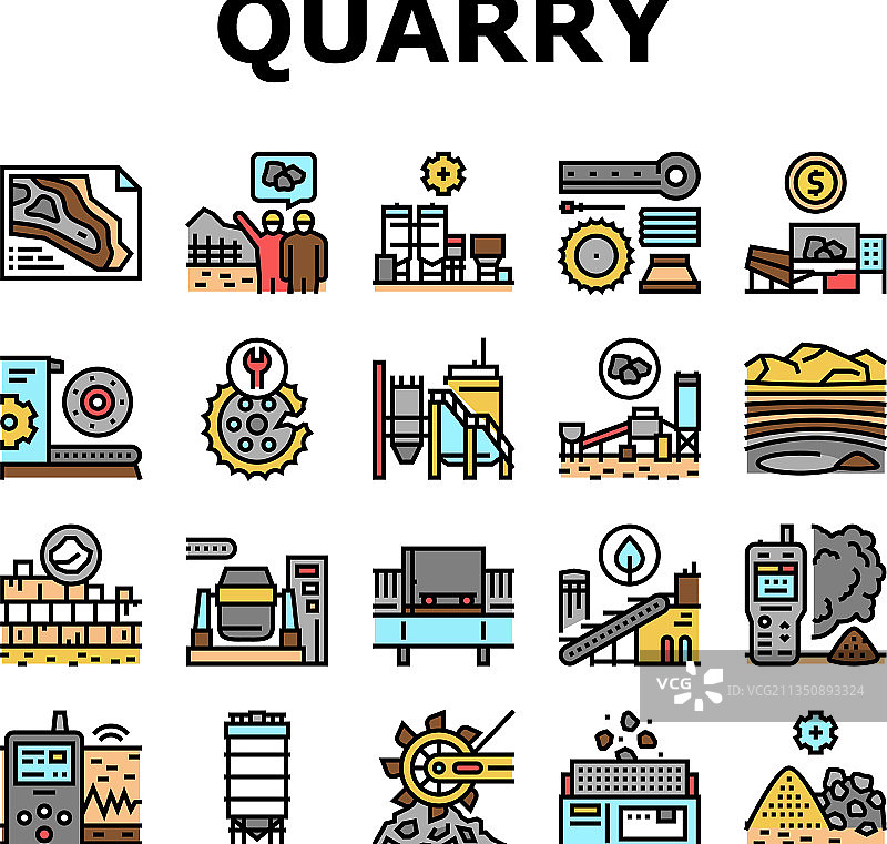 采石场采矿工业流程图标集图片素材