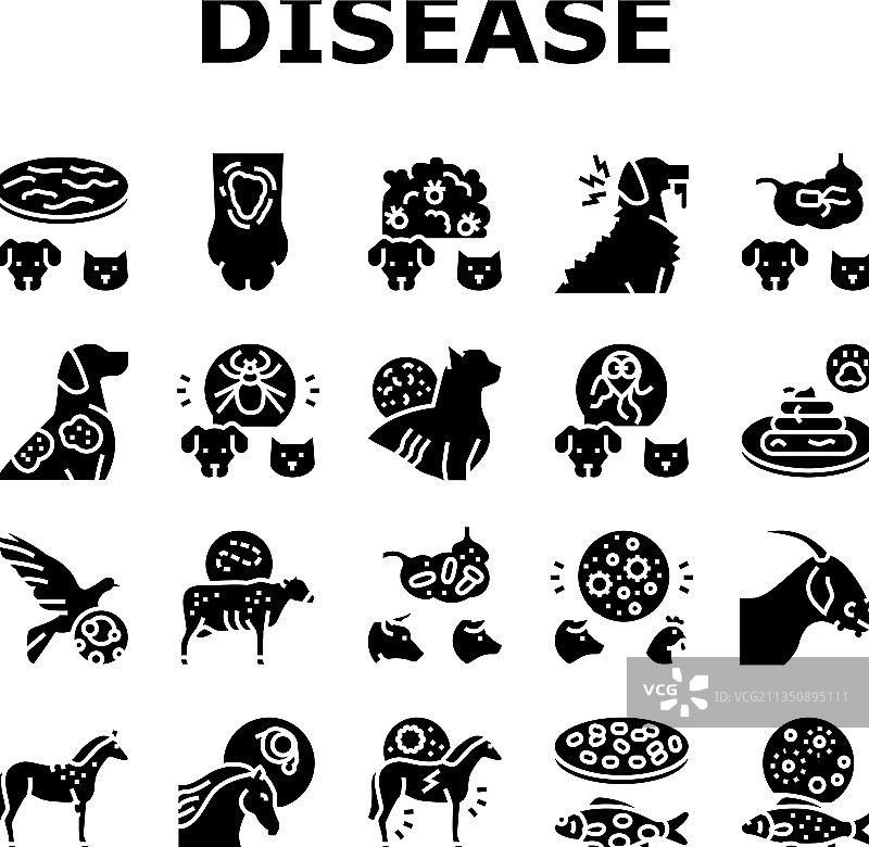 宠物疾病健康问题图标集图片素材