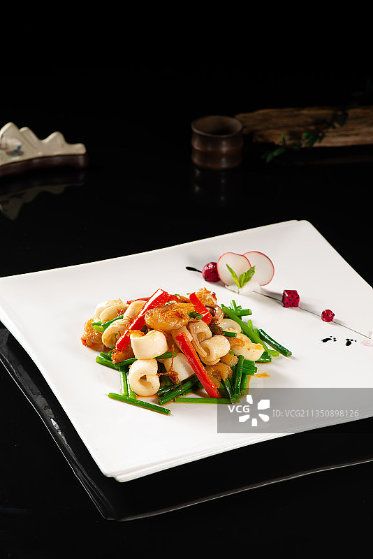 鱿鱼卷炒虾图片素材