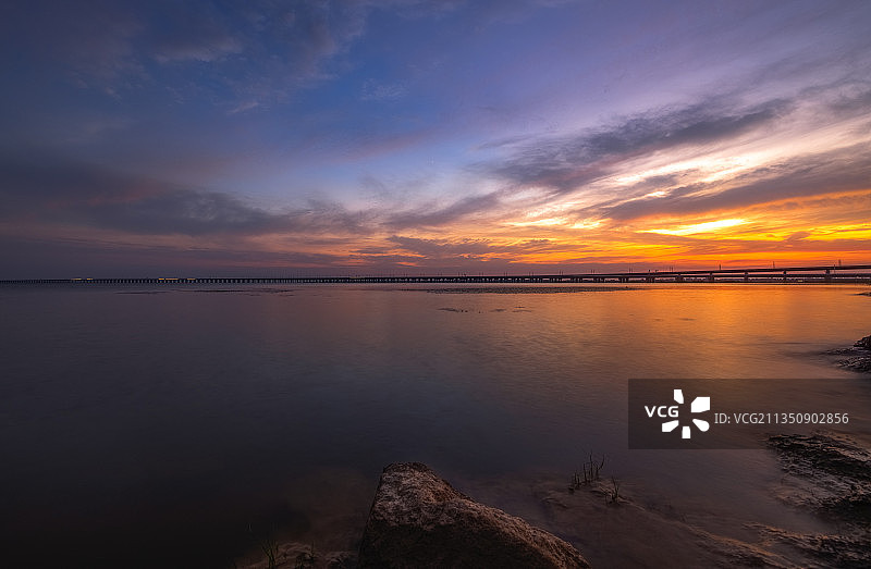 石臼湖晚霞图片素材