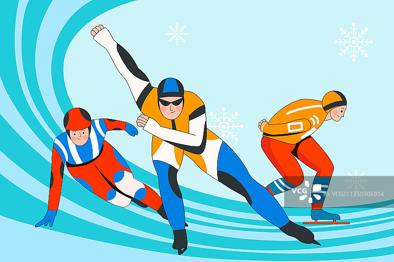 滑冰运动员矢量插画图片素材