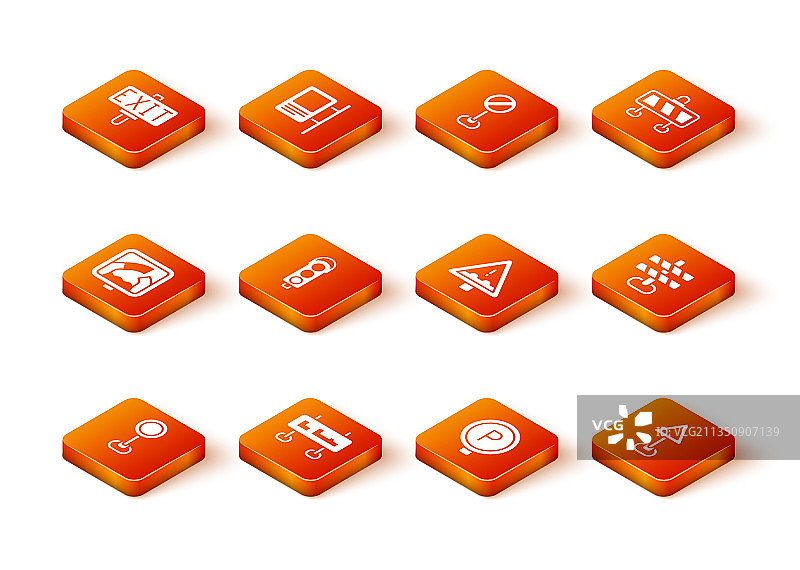 道路交通标志前方有吊桥图片素材