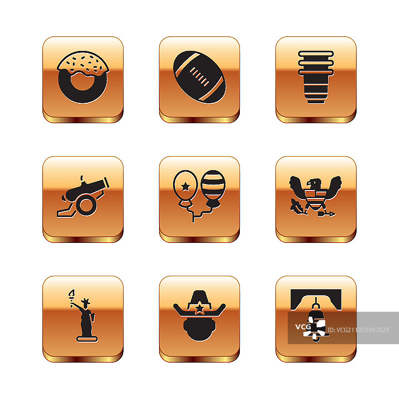 甜甜圈、自由女神像、警长、牛仔图案合集图片素材