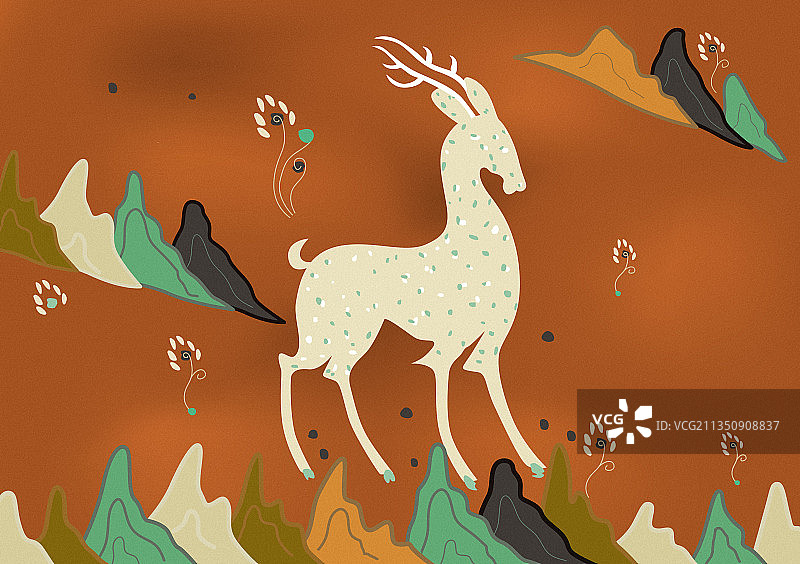 敦煌壁画之九色鹿图片素材