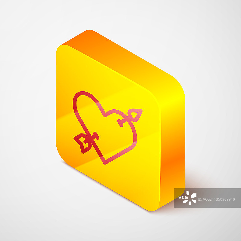 带有心和箭头的2.5D爱情符号线性图标图片素材