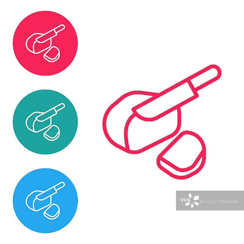 红色线条加拿大豌豆腌肉培根图标图片素材