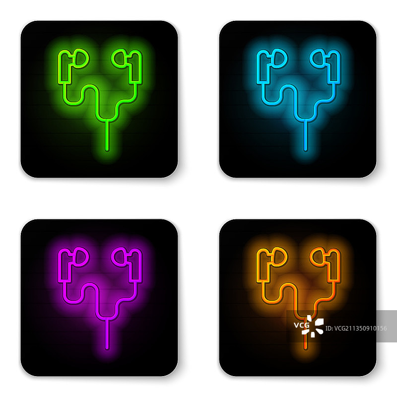 发光霓虹无线耳机图标图片素材