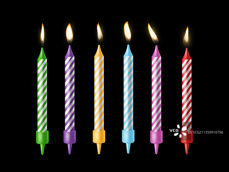 节日蜡烛，燃烧着不同颜色的蜡烛图片素材