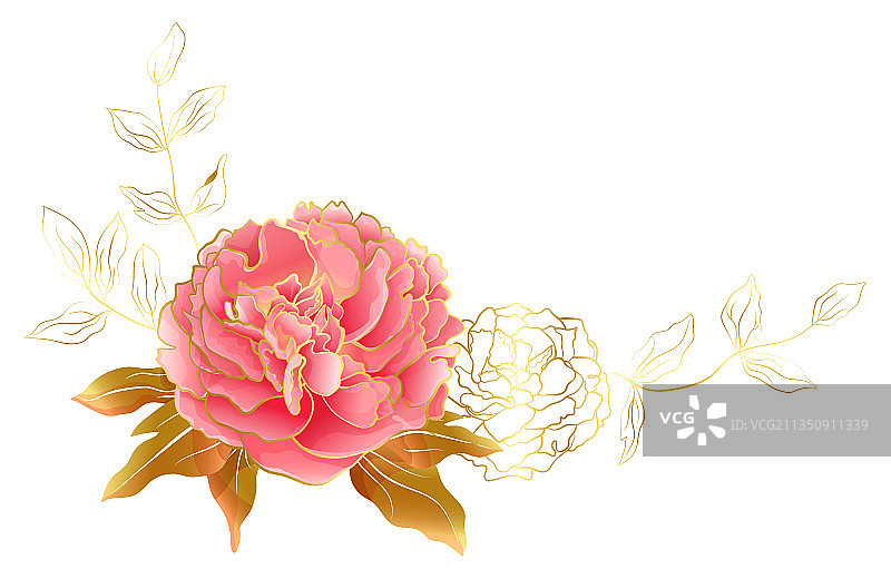 粉色金色花卉装饰 vignette图片素材