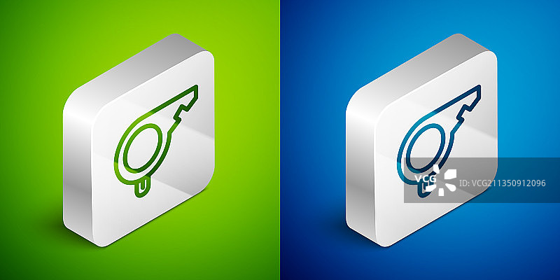 2.5D线性口哨图标，绿色背景图片素材