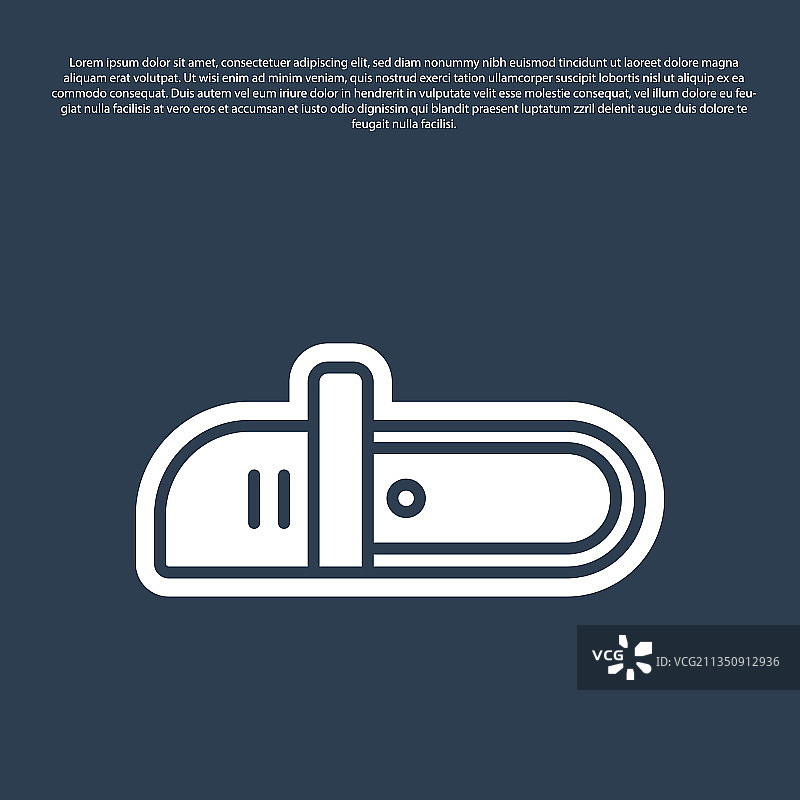 蓝色线条电锯图标在蓝色背景上隔离图片素材