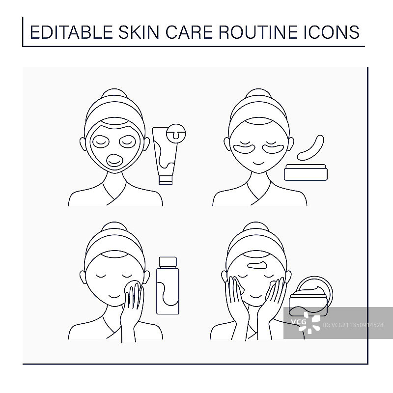护肤程序线条图标集图片素材